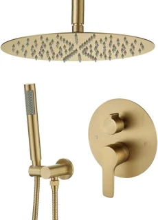 Douchesysteem plafondmontage regendouche set 305 cm douchekop champagne brons