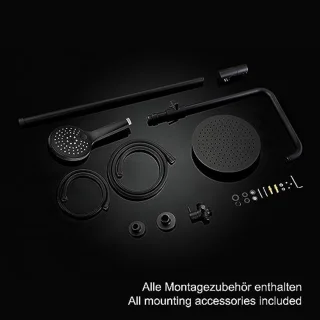 Douchesysteem Regendouche 20 cm Zwart RVS
