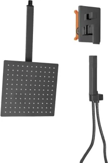 Douchesysteem regendouche met douchekraan set 25x25 cm zwart