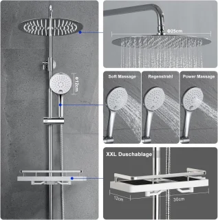 Douchesysteem Regendouche Ø25 cm RVS Chroom