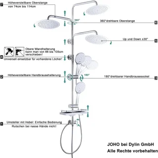 Douchesysteem Regendouche Ø25 cm RVS Chroom