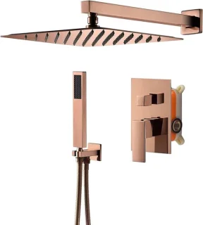 Douchesysteem regendouche set 25 cm vierkant roségoud