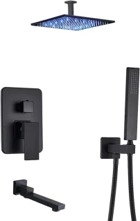 Douchesysteem regendouche set 8 inch mat zwart