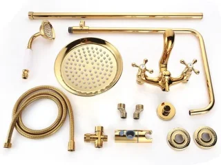 Douchesysteem regendouche set goud