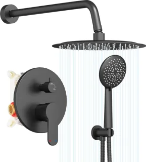 Douchesysteem regendouche set mat zwart
