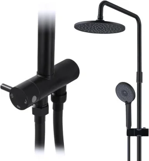 Douchesysteem regendouche set met handdouche, 23 cm hoofddouche, zwart