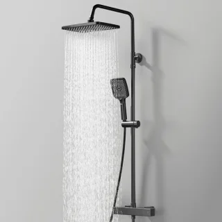 Douchesysteem regendouche set thermostaatkraan 30 cm zwart