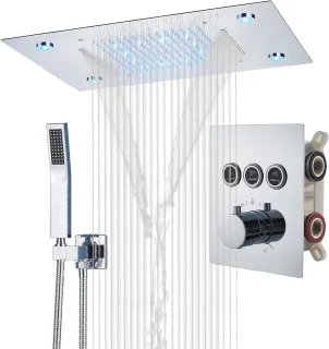Douchesysteem regendouche set thermostatisch wandmontage gepolijst chroom