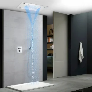 Douchesysteem regendouche set thermostatisch wandmontage gepolijst chroom