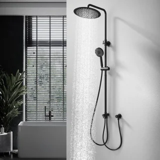 Douchesysteem regendouche set zwart rond 300 mm
