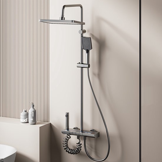 Douchesysteem Regendouche Vierkant Handdouche Aluminium Piano Armatuur