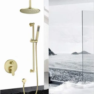 Douchesysteem regendouchekraan set verborgen plafondmontage 20-30 cm geborsteld goud