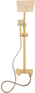 Douche­systeem – regendoucheset – koper en RVS – goud