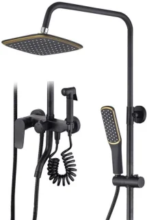 Douchesysteem regenval 8 inch zwart
