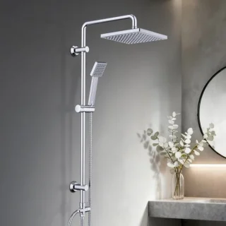 Douchesysteem rvs - 20x20 cm kop - chroom