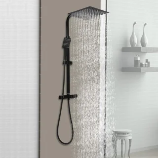 Douchesysteem rvs regendouche set 30 cm zwart