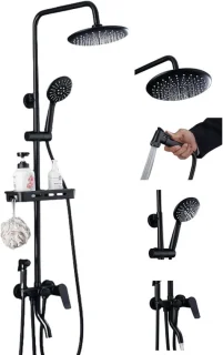Douchesysteem set met regendouchekop en handdouche, chroom