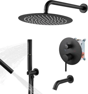 Douchesysteem set regendouche bad 12 inch mat zwart