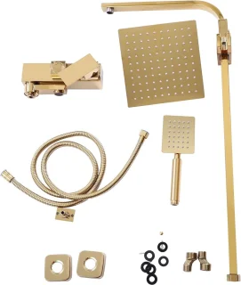 Douchesysteem set - regendouche - vintage keramisch design - goud