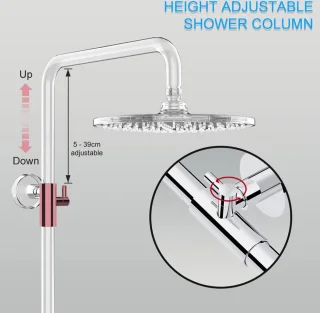 Douchesysteem thermostaat chroom 25 cm 92-126 cm
