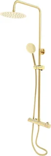 Douchesysteem thermostaat met 20 cm ronde kop, goud