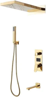 Douchesysteem thermostaat met regendouche 50 x 22 cm goud