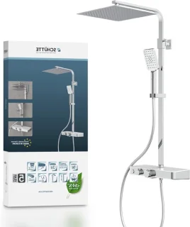 Douchesysteem thermostaat Regendouche 30x30 cm Chroom/Wit