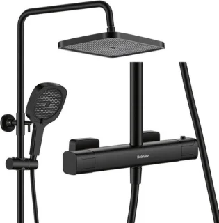 Douchesysteem thermostaat regendouche set 13 inch vierkant geborsteld zwart
