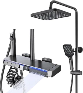 Douchesysteem thermostaat regendouche set 30x20cm kop grijs