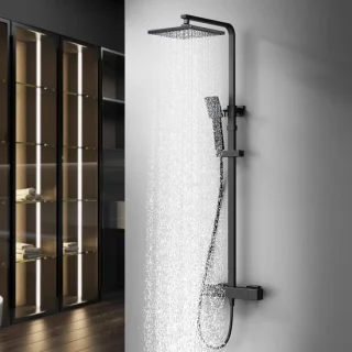 Douchesysteem thermostaat regendouche set verstelbaar 855-1105 mm zwart