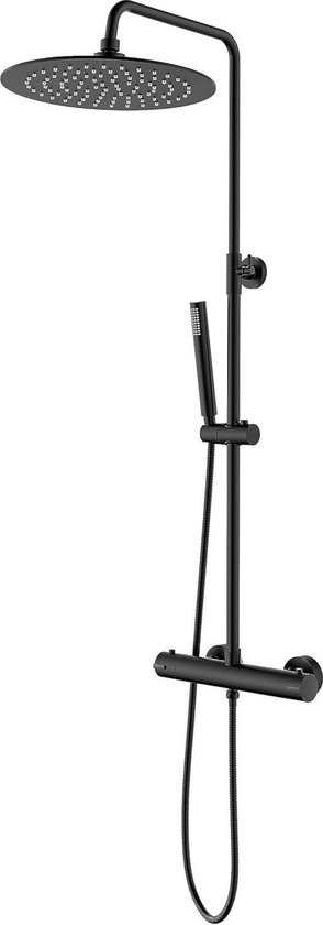 Douchesysteem Thermostaat Zwart Rond 25 cm