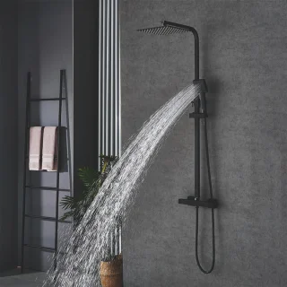 Douchesysteem Thermostaat Zwart Vierkante Regendouche 25x25cm
