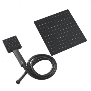 Douchesysteem Thermostaat Zwart Vierkante Regendouche 25x25cm