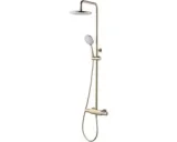 Douchesysteem thermostatisch met regendouche 25 cm – geborsteld goud