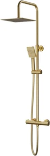 Douchesysteem thermostatisch regendouche set 25x25 cm geborsteld goud