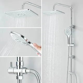 Douchesysteem wandmontage regendouche set chroom