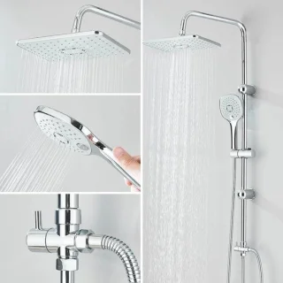 Douchesysteem wandmontage regendouche set chroom