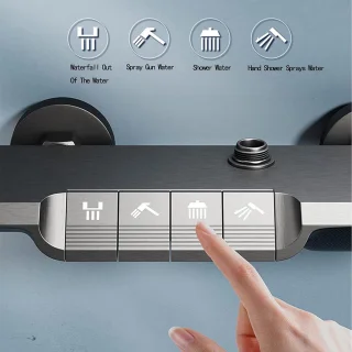 Douchesysteem wandmontage regendouche set gun grey messing