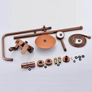 Douchesysteem wandmontage regendouche set roségoud