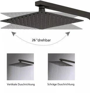 Douchesysteem zwart met thermostaatkraan en regendouche