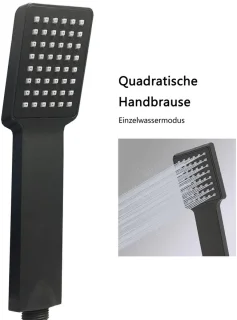 Douchesysteem zwart met thermostaatkraan en regendouche