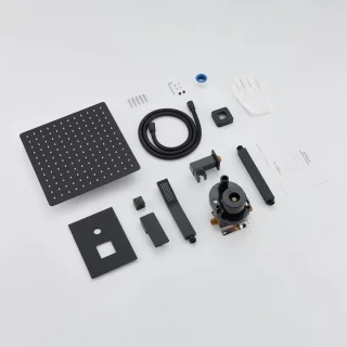 Douchesysteem zwart - regendouche set - plafondmontage 12 inch