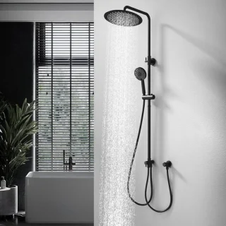 Douchesysteem zwart - regendouche set zonder armatuur - 30 cm kop