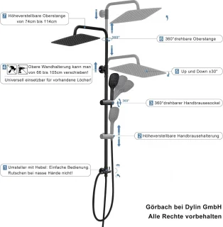 Douchesysteem Zwart