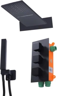 Douchethermostaat set regendouche topspray 22x55cm zwart