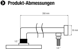 Douchewandarm 350 mm - 1/2" aansluiting, verchroomd