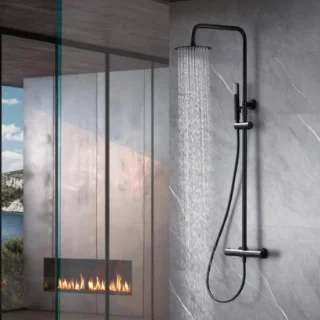 Douchezuil met thermostatisch systeem – zwart
