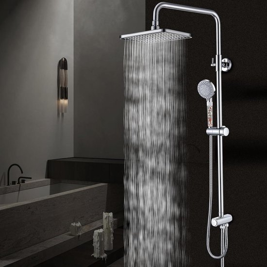 Douchezuil regendouche set roestvrij staal 28x18 cm vierkant