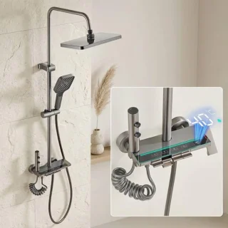 Douchezuil Regendouchesysteem 70-103 cm Titaniumgrijs