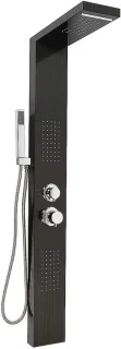 Douchezuil RVS douchepaneel zwart 15x47x130 cm